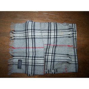 Lambswool Scarf Unisex Gray Plaid 50" x 12"